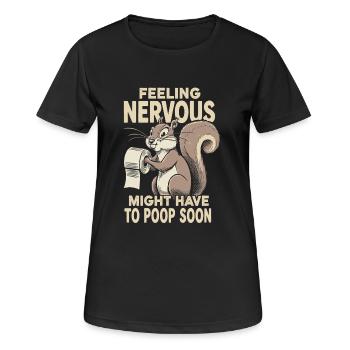 Intestin irritable Syndrom Écureuil Caca Humour - T-shirt respirant Femme - noir - Devant - AI Model Female 172 light (172cm)