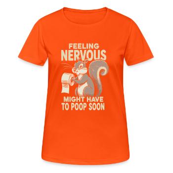 Reizdarmsyndrom Eichhörnchenkacke Humor - Frauen T-Shirt atmungsaktiv - Neonorange - Vorne - AI Model Female 172 dark (172cm)