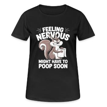Intestin irritable Syndrom Écureuil Caca Humour - T-shirt respirant Femme - noir - Devant - AI Model Female 172 light (172cm)