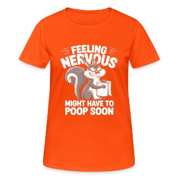 Reizdarmsyndrom Eichhörnchenkacke Humor - Frauen T-Shirt atmungsaktiv - Neonorange - Vorne - AI Model Female 172 dark (172cm)