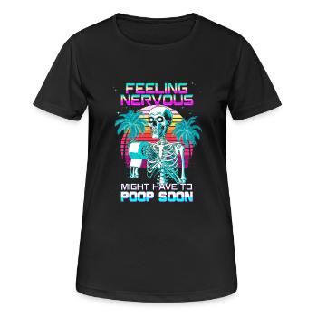 IBS, Skelett,, Humor, Reizdarmsyndrom - Frauen T-Shirt atmungsaktiv - Schwarz - Vorne - AI Model Female 172 light (172cm)