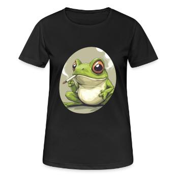 Froschkönig kifft heftig: Cannabis und Quak - Frauen T-Shirt atmungsaktiv - Schwarz - Vorne - AI Model Female 172 light (172cm)