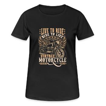 Motorrad - Frauen T-Shirt atmungsaktiv - Schwarz - Vorne - AI Model Female 172 light (172cm)