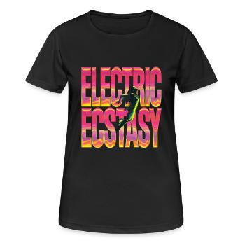 Electric Ecstasy Tanzende Silhouette in Lebhaften - Frauen T-Shirt atmungsaktiv - Schwarz - Vorne - AI Model Female 172 light (172cm)