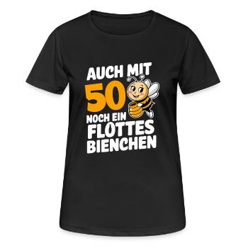 50. Geburtstag 50 Jahre Flottes Bienchen Frau - Frauen T-Shirt atmungsaktiv - Schwarz - Vorne - AI Model Female 172 light (172cm)