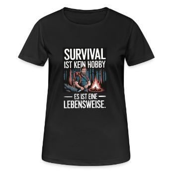 Survival ist kein Hobby es ist eine Lebensweise - Frauen T-Shirt atmungsaktiv - Schwarz - Vorne - AI Model Female 172 light (172cm)