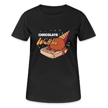 Schokoladenwaffeln Sirup Frühstückswaffeln - Frauen T-Shirt atmungsaktiv - Schwarz - Vorne - AI Model Female 172 light (172cm)