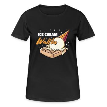 Eiscreme Waffeln Sirup Frühstückswaffeln - Frauen T-Shirt atmungsaktiv - Schwarz - Vorne - AI Model Female 172 light (172cm)