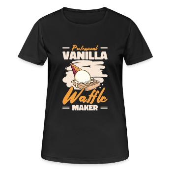 Gaufrier professionnel à la vanille - T-shirt respirant Femme - noir - Devant - AI Model Female 172 light (172cm)