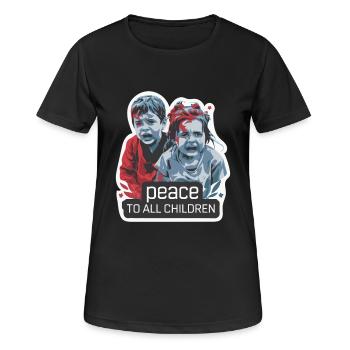 PAIX À TOUS LES ENFANTS - T-shirt respirant Femme - noir - Devant - AI Model Female 172 light (172cm)