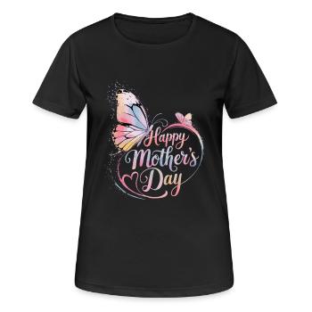 Happy Mother's Day – Butterfly Watercolor Design - Women's Breathable T-Shirt - black - Front - AI Model Female 172 light (172cm)