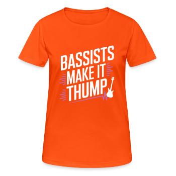 Basse, Guitariste, Musicien, Matériel, Funk, Rock, Jazz - T-shirt respirant Femme - orange néon - Devant - AI Model Female 172 dark (172cm)