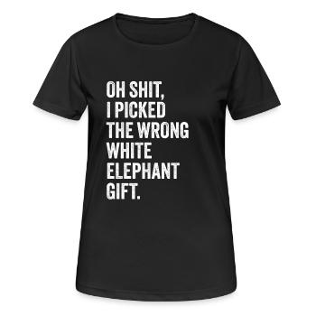 mauvais cadeau éléphant blanc haha like - T-shirt respirant Femme - noir - Devant - AI Model Female 172 light (172cm)