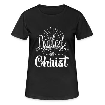 Enraciné dans le Christ - T-shirt respirant Femme - noir - Devant - AI Model Female 172 light (172cm)
