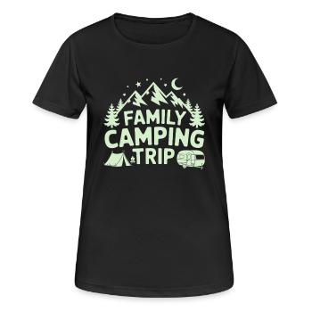 Family Holidays Camping Travel Nature Camping Campers - Women's Breathable T-Shirt - black - Front - AI Model Female 172 light (172cm)