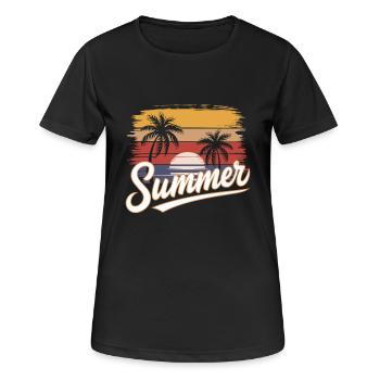 Summer Sun Holiday Palm Tree Vibes with Sunset Sea - Women's Breathable T-Shirt - black - Front - AI Model Female 172 light (172cm)