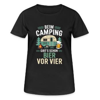 Beim Camping Bier Vor Vier Unterhopft Bierchen - Frauen T-Shirt atmungsaktiv - Schwarz - Vorne - AI Model Female 172 light (172cm)