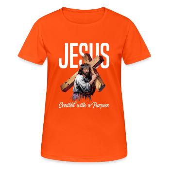 Jésus a créé dans un but précis - T-shirt respirant Femme - orange néon - Devant - AI Model Female 172 dark (172cm)