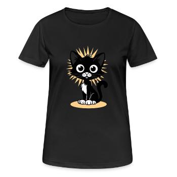 Charmant chat noir avec rayonnant - T-shirt respirant Femme - noir - Devant - AI Model Female 172 light (172cm)