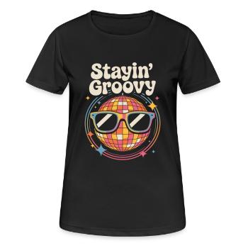 Bunte Diskokugel mit Sonnenbrille - Frauen T-Shirt atmungsaktiv - Schwarz - Vorne - AI Model Female 172 light (172cm)