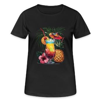 Tropical cocktail with pineapple and hibiscus - Women's Breathable T-Shirt - black - Front - AI Model Female 172 light (172cm)