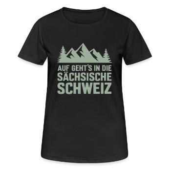 Saxon Switzerland Hiking Pirna Climbing Saxony - Women's Breathable T-Shirt - black - Front - AI Model Female 172 light (172cm)