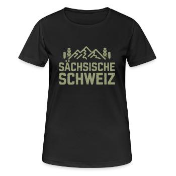 Nature Suisse saxonne Escalade Wanderlust Montagnes - T-shirt respirant Femme - noir - Devant - AI Model Female 172 light (172cm)