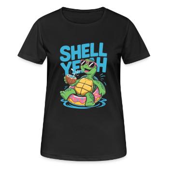 Shell yeah – Chill Turtle - T-shirt respirant Femme - noir - Devant - AI Model Female 172 light (172cm)