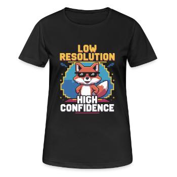 Retro-Fuchs mit Selbstbewusstsein für Gamer - Frauen T-Shirt atmungsaktiv - Schwarz - Vorne - AI Model Female 172 light (172cm)