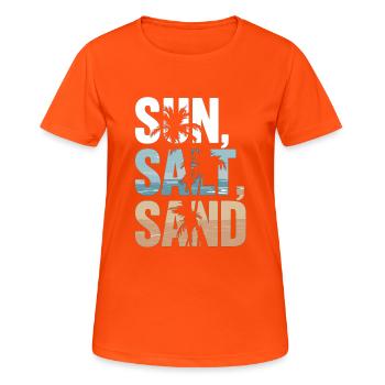 Sun, salt, sand – beach time! - Women's Breathable T-Shirt - neon orange - Front - AI Model Female 172 dark (172cm)