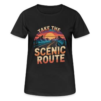 Road trip design for adventurers - Women's Breathable T-Shirt - black - Front - AI Model Female 172 light (172cm)