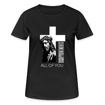 Déceptions à tous vous Humour chrétien Jésus - T-shirt respirant Femme - noir - Devant - AI Model Female 172 light (172cm)