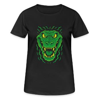 Angry lizard head in neon style - Women's Breathable T-Shirt - black - Front - AI Model Female 172 light (172cm)