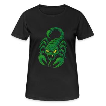 Scorpion vert vénéneux dans le style bande dessinée - T-shirt respirant Femme - noir - Devant - AI Model Female 172 light (172cm)