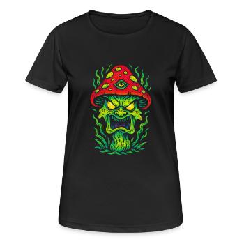 Psycho-Fliegenpilz mit drittem Auge - Frauen T-Shirt atmungsaktiv - Schwarz - Vorne - AI Model Female 172 light (172cm)