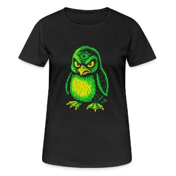 Dreiaugiger Neon-Pinguin mit Zornblick - Frauen T-Shirt atmungsaktiv - Schwarz - Vorne - AI Model Female 172 light (172cm)