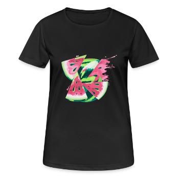 Frischer Wassermelonen-Splash für Sommerfreude - Frauen T-Shirt atmungsaktiv - Schwarz - Vorne - AI Model Female 172 light (172cm)