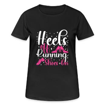 Talons de course des chaussures de course sur un marathonien - T-shirt respirant Femme - noir - Devant - AI Model Female 172 light (172cm)