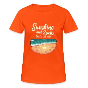 Été, Sorcières, Plage, Sorcière, Esthétique, Soleil, Magie - T-shirt respirant Femme - orange néon - Devant - AI Model Female 172 dark (172cm)