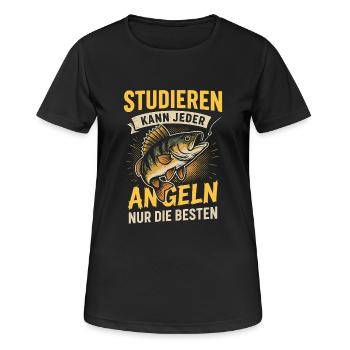 Pêcher au lieu d’étudier – Drôle de dicton - T-shirt respirant Femme - noir - Devant - AI Model Female 172 light (172cm)