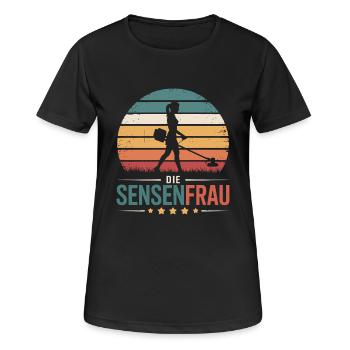 Sensenfrau Muttertag Trimmer Rasen Rasenmäher Mama - Frauen T-Shirt atmungsaktiv - Schwarz - Vorne - AI Model Female 172 light (172cm)