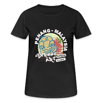 Penang Street Art George Town MalaisieGraffiti - T-shirt respirant Femme - noir - Devant - AI Model Female 172 light (172cm)