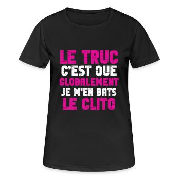 Je m’en bats le clito - T-shirt respirant Femme - noir - Devant - AI Model Female 172 light (172cm)