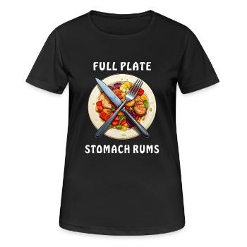 ASSIETTE PLATE PLEINE RHUMS ESTOMAC - T-shirt respirant Femme - noir - Devant - AI Model Female 172 light (172cm)