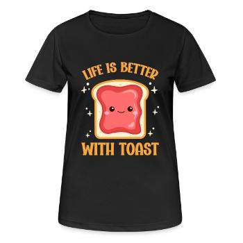 La vie est meilleure avec des toasts - T-shirt respirant Femme - noir - Devant - AI Model Female 172 light (172cm)