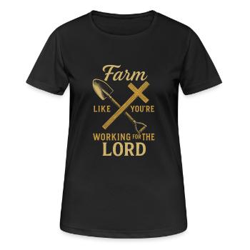 Chrétien Homesteader Foi Agriculture Vie lugubre - T-shirt respirant Femme - noir - Devant - AI Model Female 172 light (172cm)
