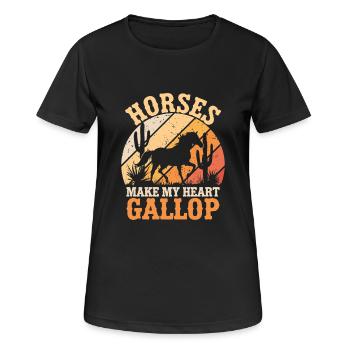 Les chevaux font galoper mon cœur - T-shirt respirant Femme - noir - Devant - AI Model Female 172 light (172cm)