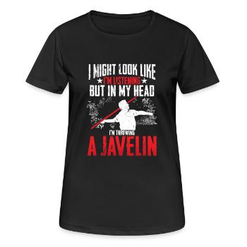 Javelot Lancer Dans Ma tête Je Lance Un Javelot - T-shirt respirant Femme - noir - Devant - AI Model Female 172 light (172cm)
