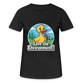 DUCK, RETTE DIE UMWELT - Frauen T-Shirt atmungsaktiv - Schwarz - Vorne - AI Model Female 172 light (172cm)