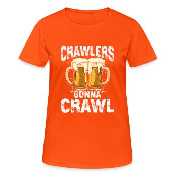 Kneipentour Bar Crawl Bar Hopping Pup Hopping - Frauen T-Shirt atmungsaktiv - Neonorange - Vorne - AI Model Female 172 dark (172cm)